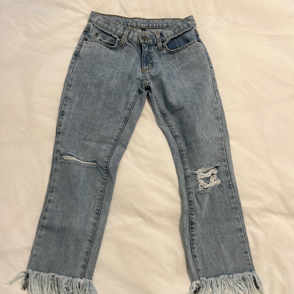 Carmar Cropped Fringe Jeans, Size 24